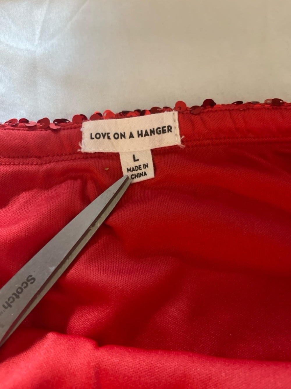 Love On A Hanger Red Sequin Mini Skirt Women’s Large Stretch Party Club Holiday - Picture 4 of 9